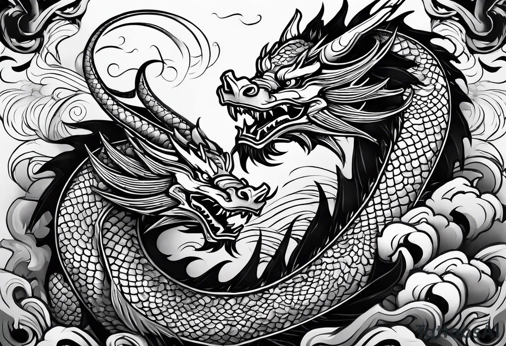 dragon, asian, vietnamese, japanese, oni, big, simple tattoo idea