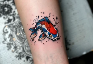 A koi-style carp with a Czech twist, featuring red, white, and blue accents inspired by the national flag. tattoo idea