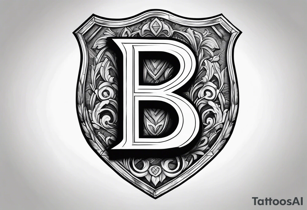 letter B on shield tattoo idea
