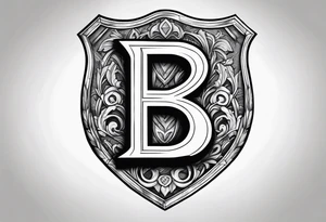 letter B on shield tattoo idea