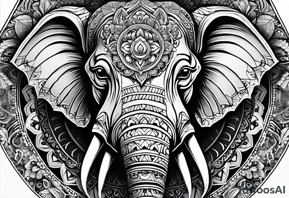 Pferd und Elefant halb Kopf 
Mandala tattoo idea