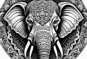 Pferd und Elefant halb Kopf 
Mandala tattoo idea