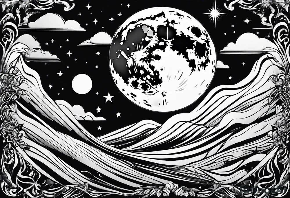 moon and sky tattoo idea