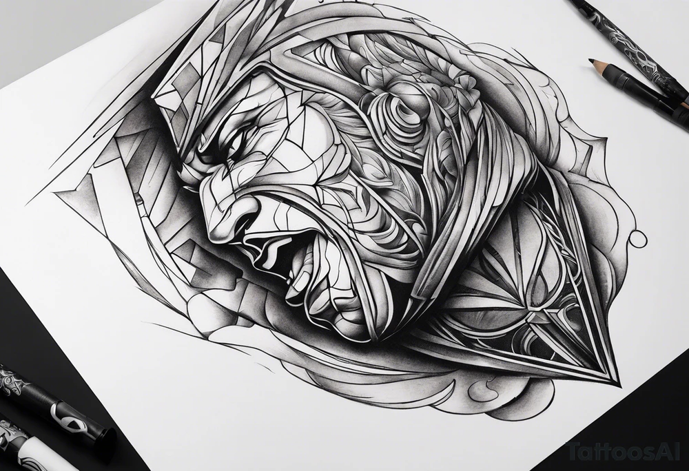 protruding extreme pain elbow fragmented tattoo idea