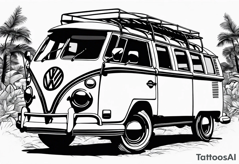 VW Kombi, Australian bush, Compassrose tattoo idea
