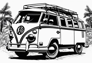 VW Kombi, Australian bush, Compassrose tattoo idea
