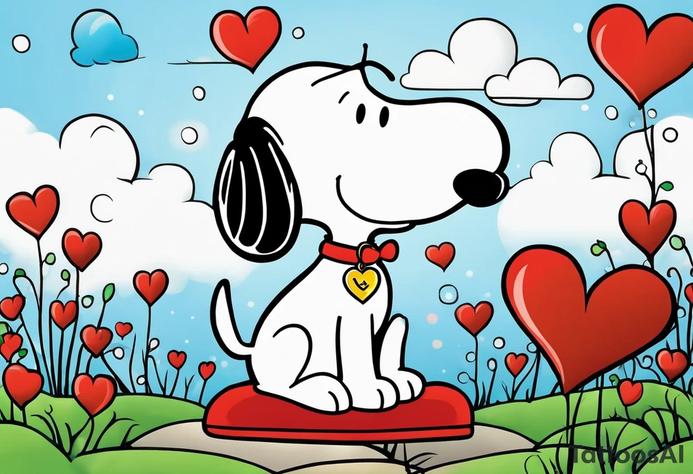 snoopy with a heart tattoo idea
