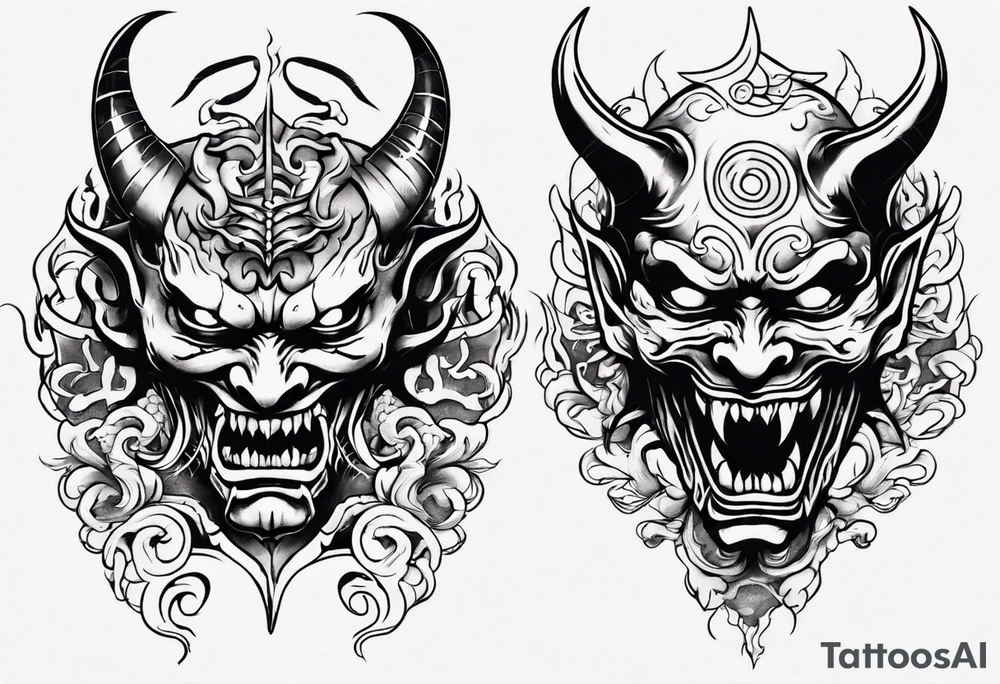 Demon mask tattoo idea