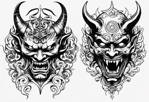 Demon mask tattoo idea