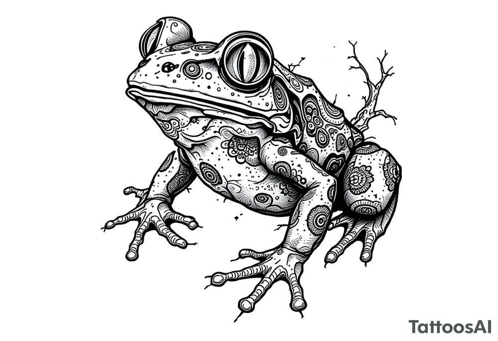 a psychedelic frog tattoo idea