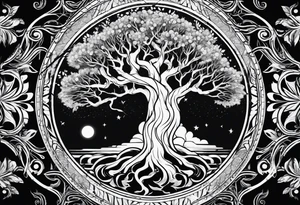 lightening with tree of life tattoo idea