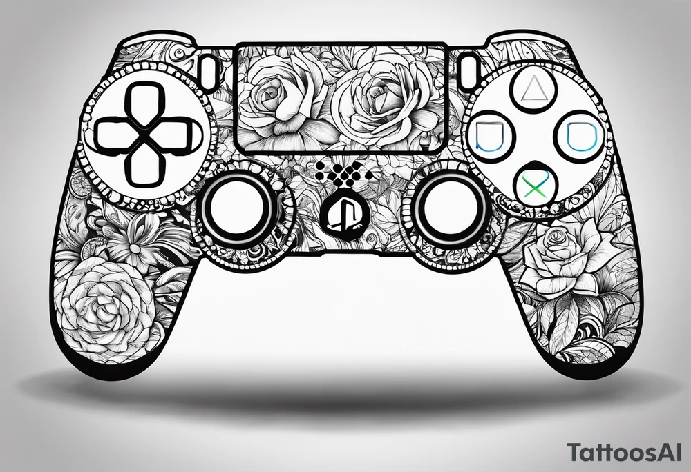 playstation buttons, stylish with no colors, simple tattoo idea