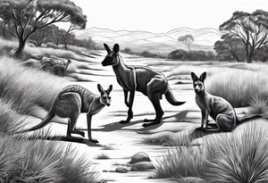 Outback, a kangaroo, a dingo and an emu. 

Arm sleeve tattoo idea