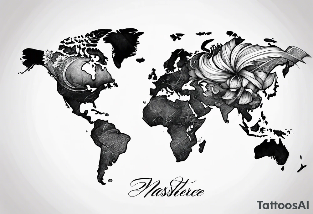 globe single line tattoo idea