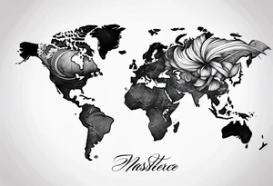 globe single line tattoo idea