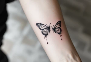 Two butterflyes with blood driping tattoo idea