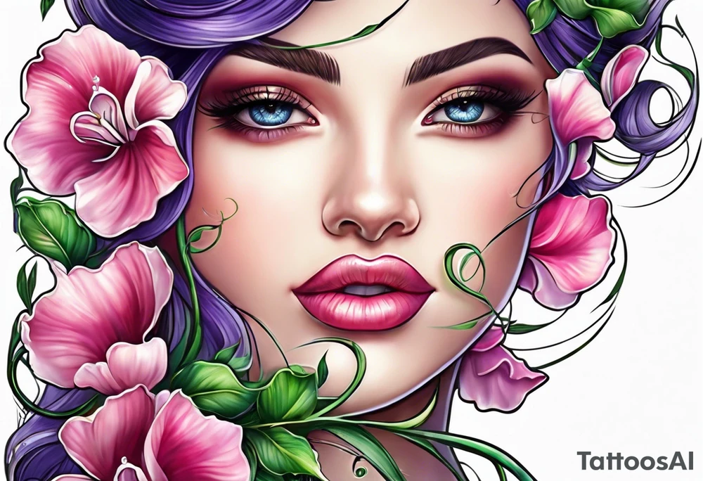 sweet peas vine design tattoo idea
