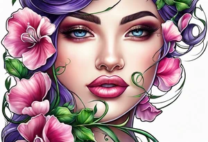 sweet peas vine design tattoo idea