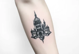 vertikalna tetovaza Beograda na nozi tattoo idea