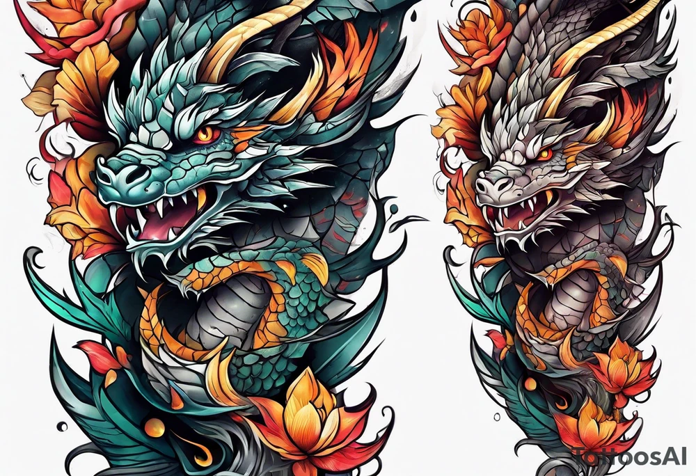 dragon arm sleeve tattoo idea