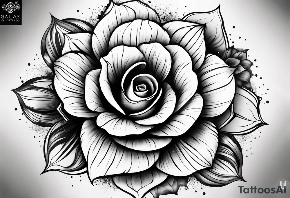 a flower within a galaxy. the galaxy should be bigger, the tattoo will fit on a leg tattoo idea