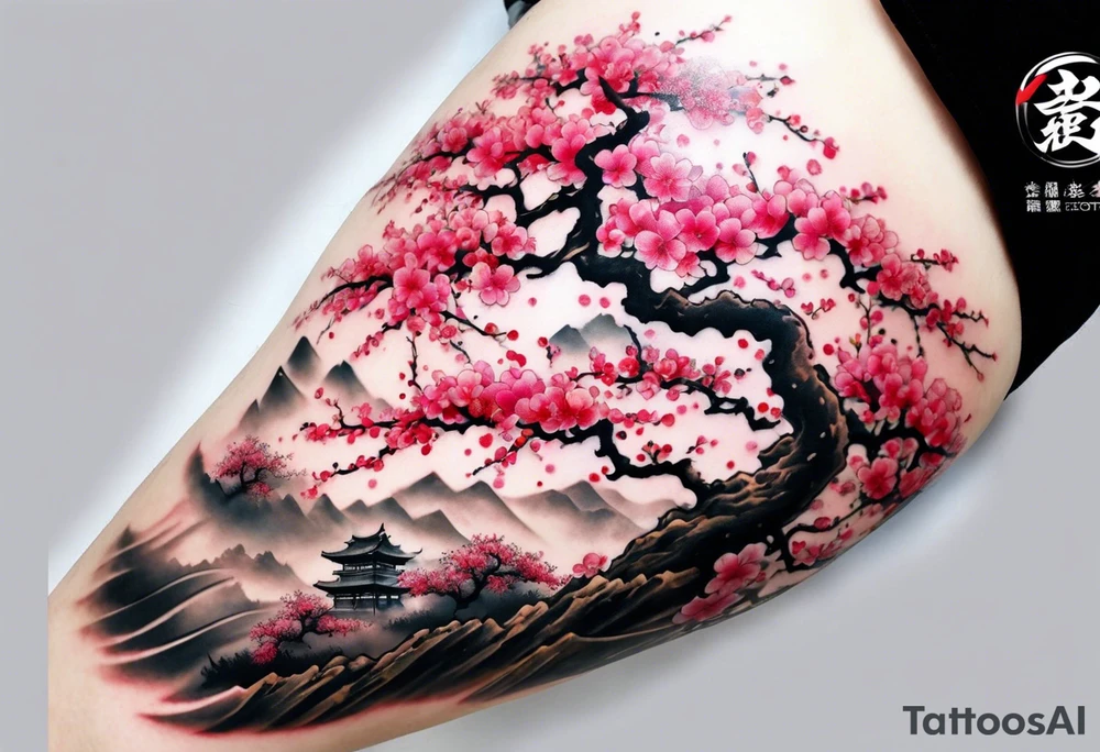 Japanese tattoo sleeve with a sakura tree. I already have a tattoo in my forearm and want to cocer it with the sakura trunk tattoo idea