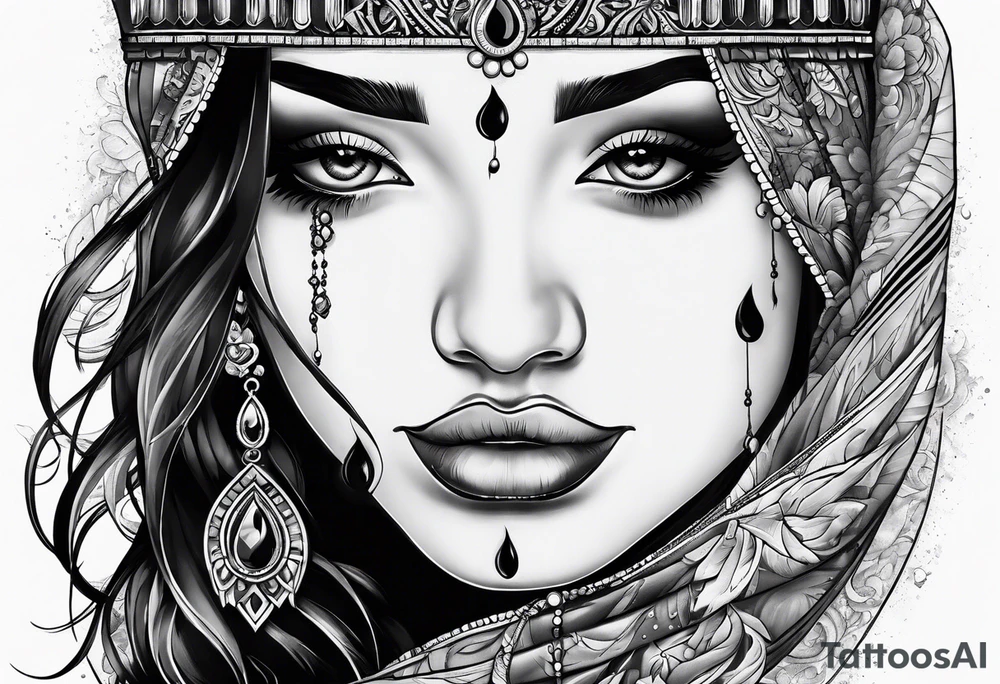 crying face with tears tattoo idea