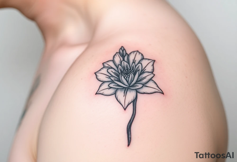 January December July birthday flower  with diamond tattoo idea