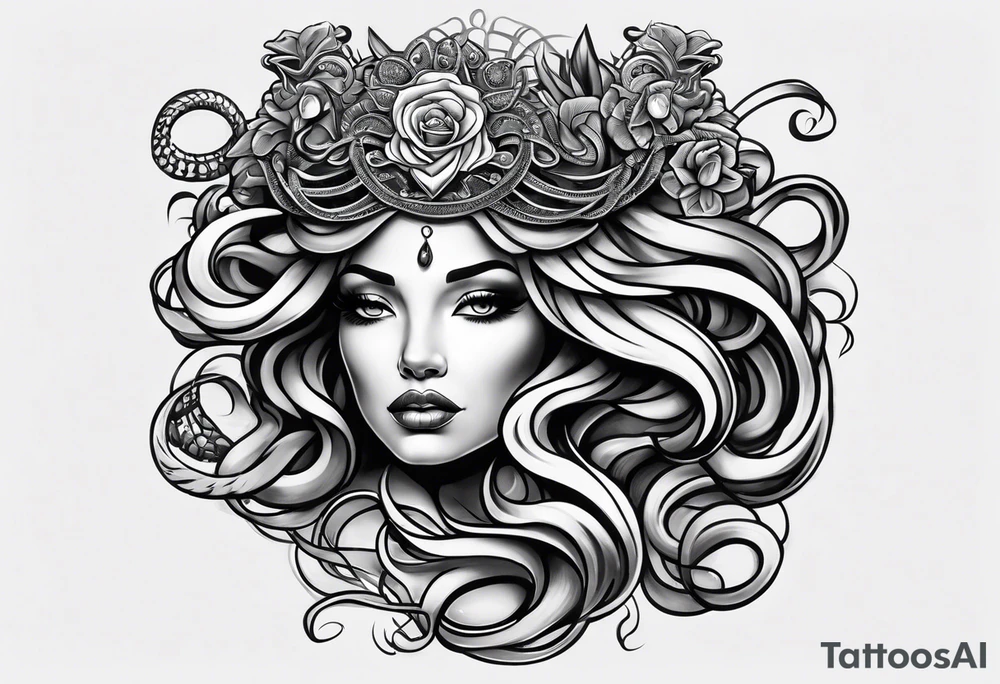 Medusa in chicano stijl tattoo idea