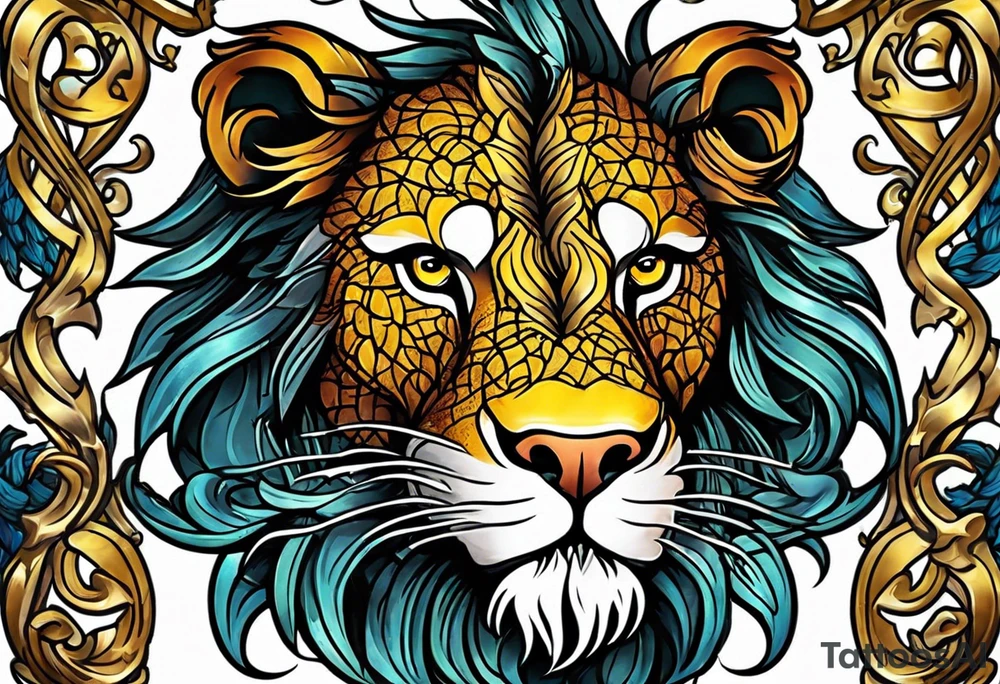 New school Scottish lion rampant with gadsden snake tattoo idea