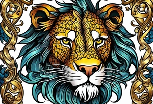 New school Scottish lion rampant with gadsden snake tattoo idea