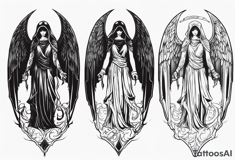 Angel of death and grim reaper tattoo idea