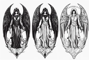 Angel of death and grim reaper tattoo idea