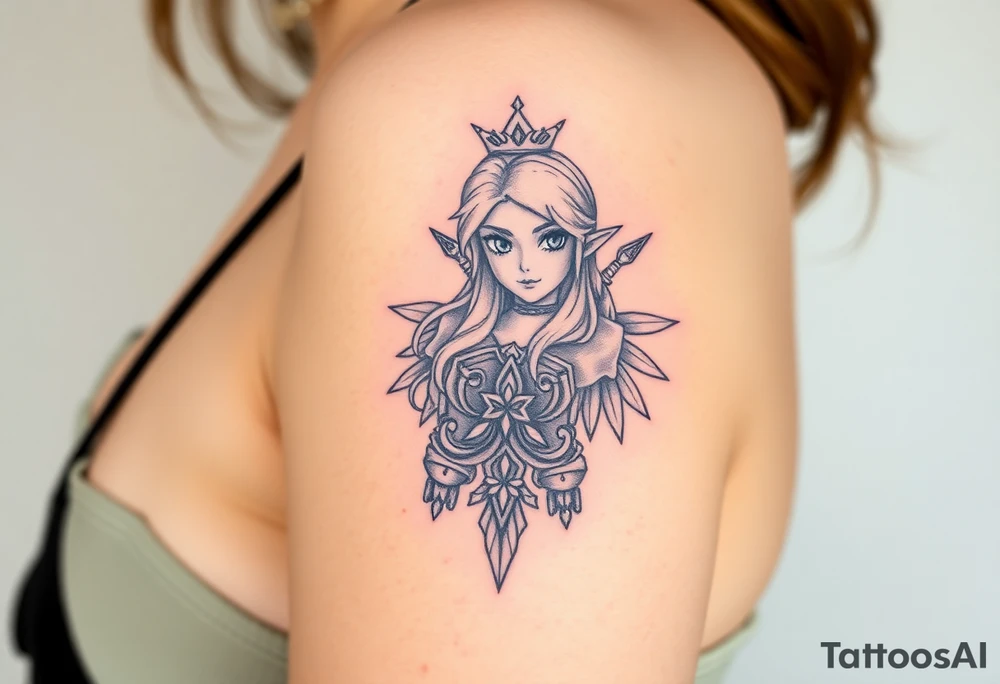American traditional princess Zelda from twilight princess tattoo idea