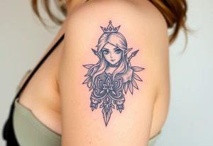 American traditional princess Zelda from twilight princess tattoo idea