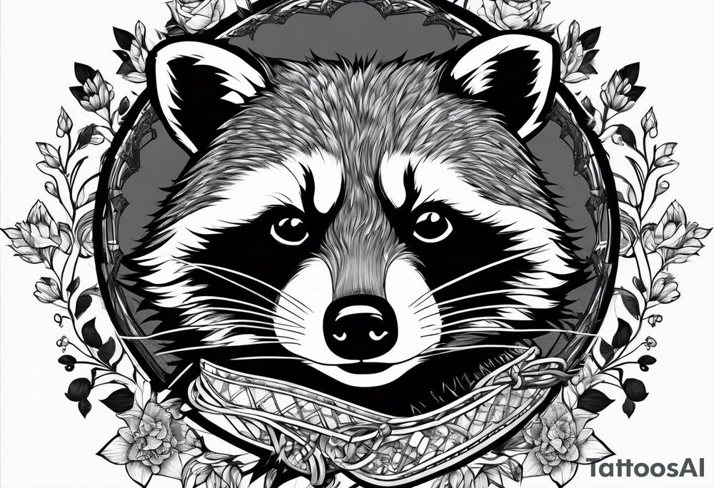 raccoon making sparks with boosting cable tattoo idea