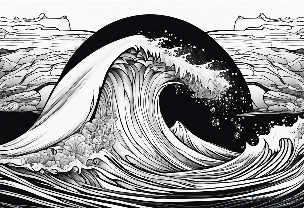 ice berg from underwater with a scubadiver swimming below it tattoo idea