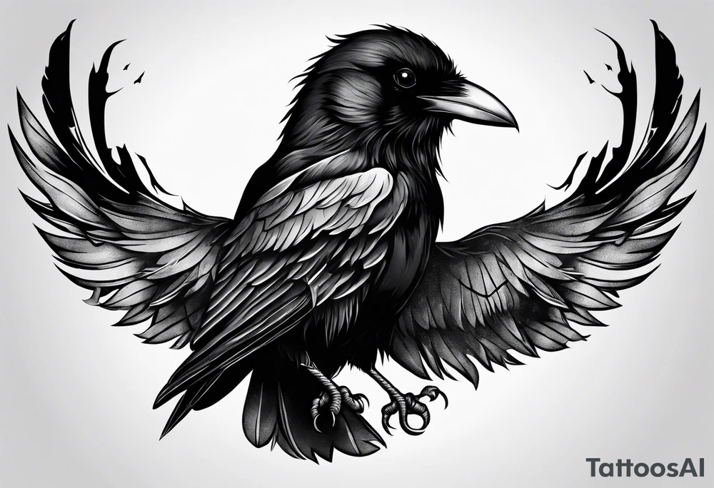 Spooky emo girl raven tattoo idea