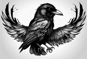 Spooky emo girl raven tattoo idea