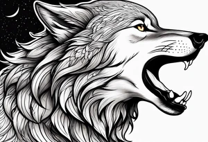 Wolf howling at moon tattoo idea