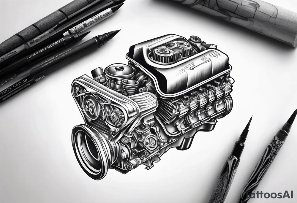 Car engine parts tattoo idea