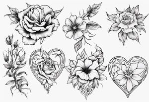 Flower outline of a heart tattoo idea