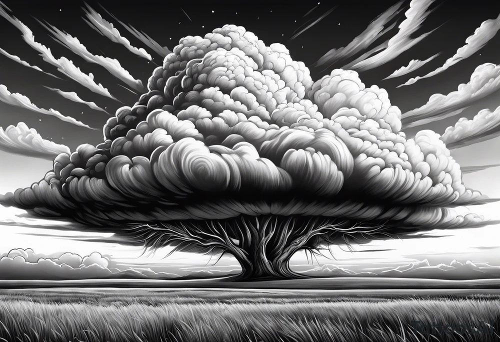 beautiful supercell cloud in vast open Texas lands tattoo idea