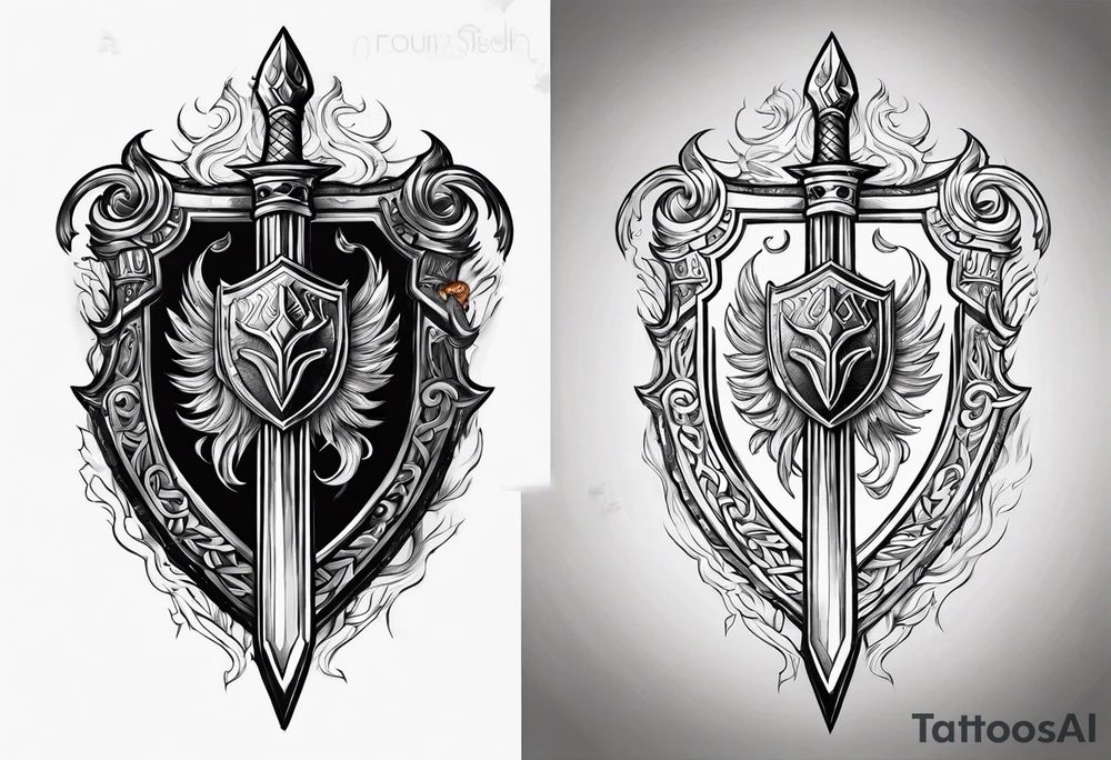 Valhalla shield fire sword tattoo idea