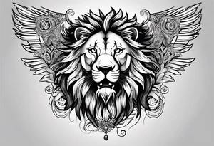 Lion with burned wings an ouroboros sign tattoo idea