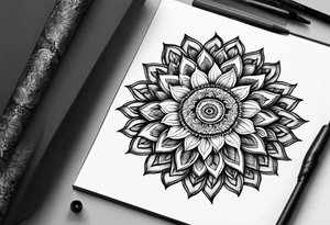 Mandala sun flower tattoo idea