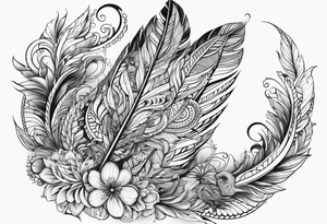 Mandala feather with birds, water tattoo idea