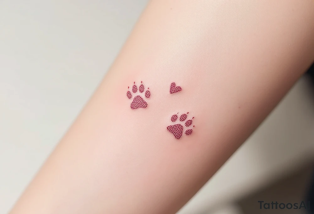 Tiny Pink Nose and Paw Prints – Soft baby pink paw prints paired with a tiny cat nose above them, playful and cute, ideal for delicate placements. tattoo idea