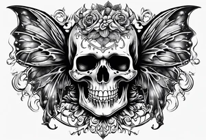 human skeleton with fairy fangs tattoo idea