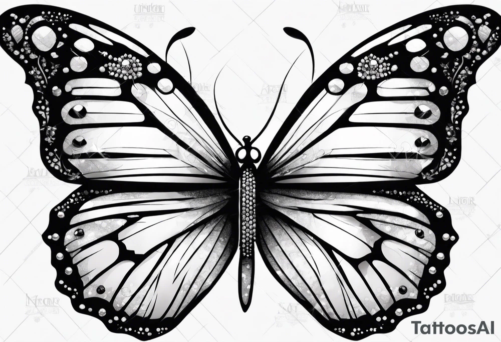 Soft butterfly on Indra's diamond network tattoo idea